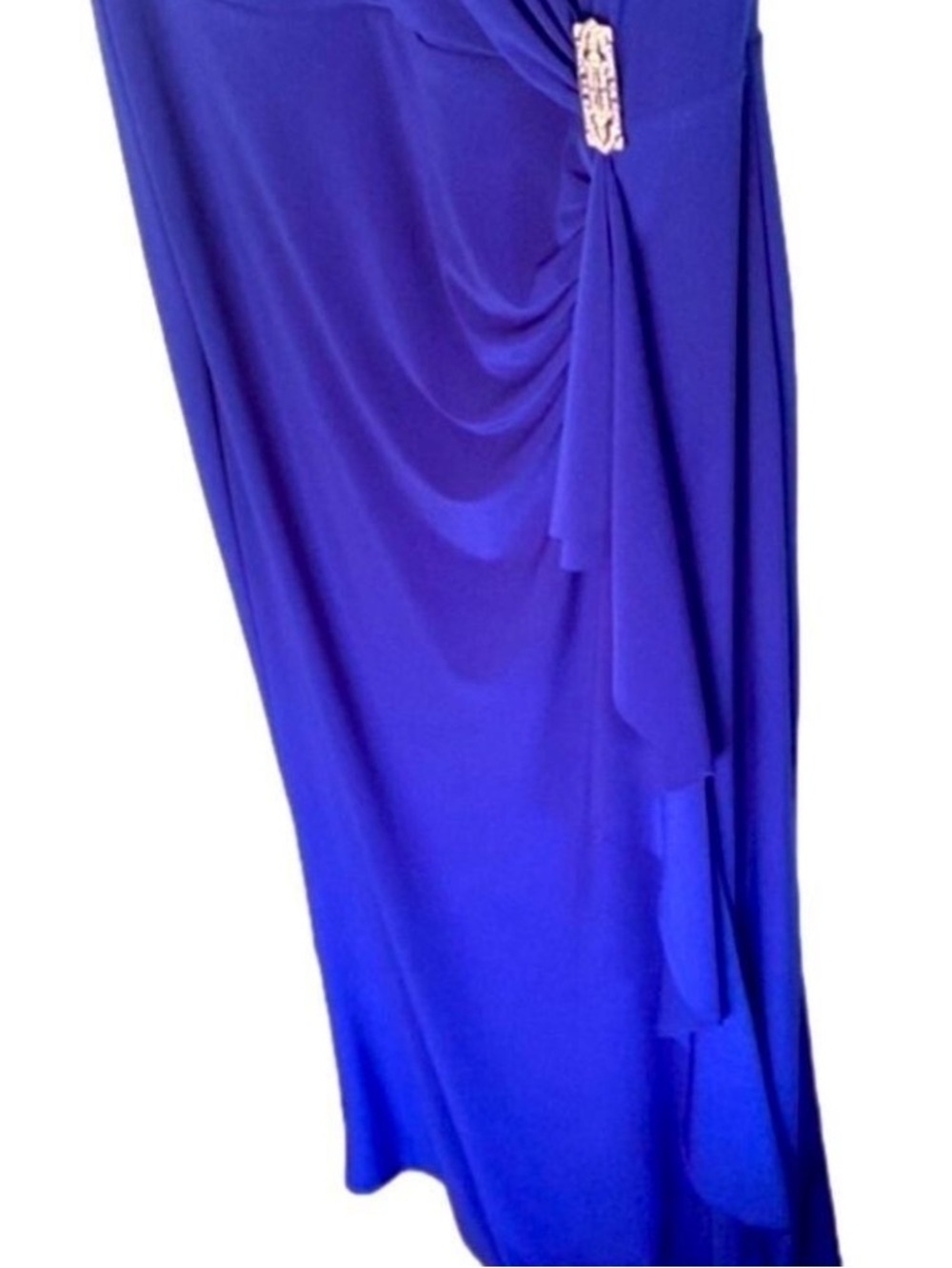 Ralph Lauren Formal Royal Blue Dress Floor Length Gown Wrap Ruffle + Flutter 8 - Picture 4 of 12